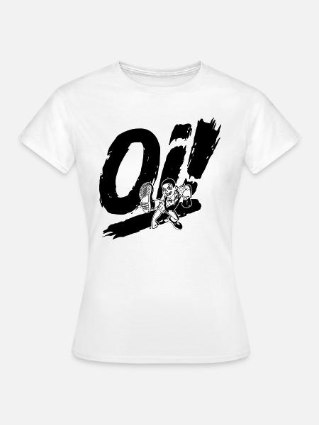 Oi! - Dansende skinhead (zwart) - Vrouwen T-shirt - wit