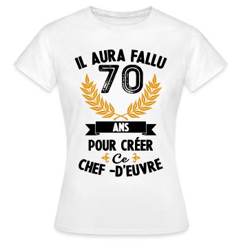 70 ans anniversaire 70 anniversaire cadeau 70 ans - T-shirt Femme - blanc - Devant - AI Model Female 172 dark (172cm)
