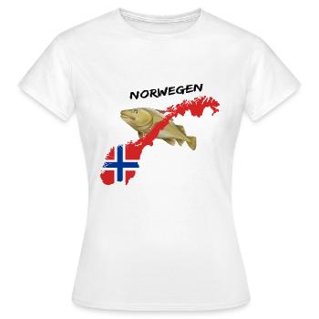 norway cod card cod hunter gift - Women's T-Shirt - white - Front - AI Model Female 172 dark (172cm)