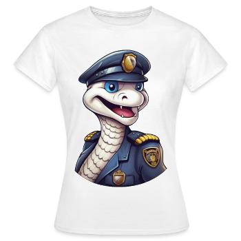 Schlangen Polizistin - Frauen T-Shirt - Weiß - Vorne - AI Model Female 172 dark (172cm)
