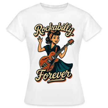Rockabilly Forever E-Gitarre Frau 50er Geschenk - Frauen T-Shirt - Weiß - Vorne - AI Model Female 172 dark (172cm)
