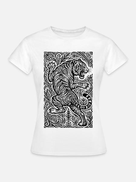 Tiger Ornament Muster - Frauen T-Shirt - Weiß