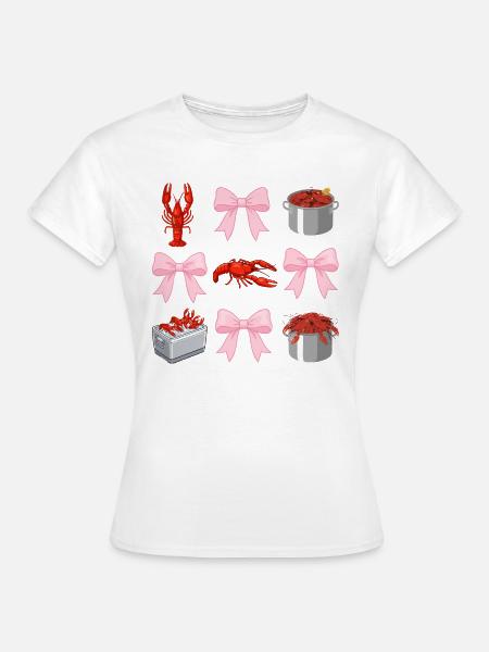 Flusskrebs- und Pink-Schleifen-Coquette-Style - Frauen T-Shirt - Weiß