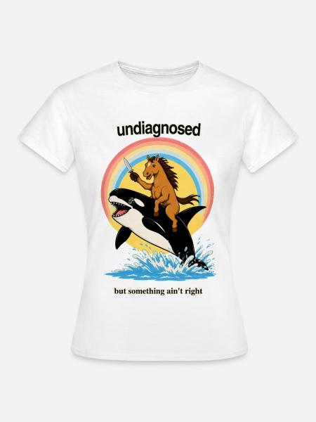 Pony auf Orca – absurdes Chaos - Frauen T-Shirt - Weiß
