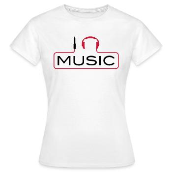 I love music J´aime Music Plug casque le son Bass - T-shirt Femme - blanc - Devant - AI Model Female 172 dark (172cm)