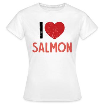 Angler - Angelsport - Lachs - Geschenk - Frauen T-Shirt - Weiß - Vorne - AI Model Female 172 dark (172cm)
