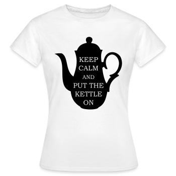 restez calme et mettez la bouilloire à l’heure du thé - T-shirt Femme - blanc - Devant - AI Model Female 172 dark (172cm)