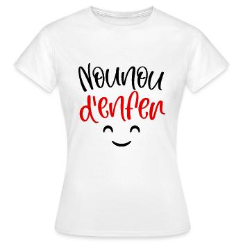 nounou d'enfer cadeau nourrice tatie - T-shirt Femme - blanc - Devant - AI Model Female 172 dark (172cm)