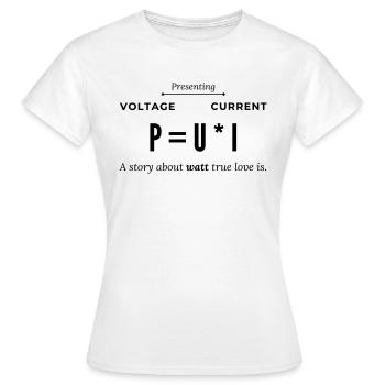 Puissance Tension Courant Watt Cher Électricien - T-shirt Femme - blanc - Devant - AI Model Female 172 dark (172cm)