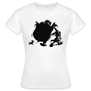 Asterix & Obelix mit Idefix Schatten - Frauen T-Shirt - Weiß - Vorne - AI Model Female 172 dark (172cm)