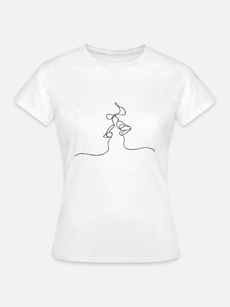 Minimalismus Line Art Kunst Frau Mit Hut - Frauen T-Shirt - Weiß