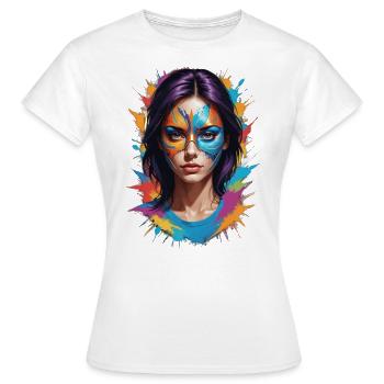 « Mascarade colorée : le style rencontre la protection » - T-shirt Femme - blanc - Devant - AI Model Female 172 dark (172cm)