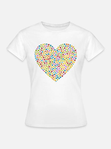 Alphabet Herz, Buchstaben Herz - Frauen T-Shirt - Weiß