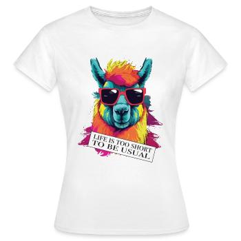 Dicton et attitude ambigus de l’alpaga - T-shirt Femme - blanc - Devant - AI Model Female 172 dark (172cm)