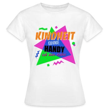 Kindheit ohne Handy - Ich war dabei - Frauen T-Shirt - Weiß - Vorne - AI Model Female 172 dark (172cm)