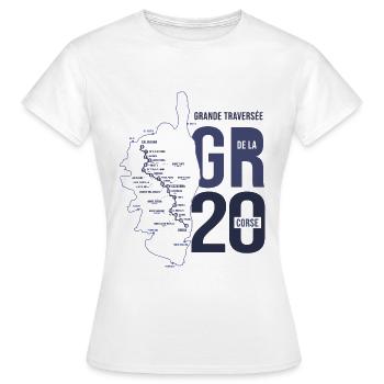 GR 20 randonnee gr 20 team randonnée Corse - T-shirt Femme - blanc - Devant - AI Model Female 172 dark (172cm)
