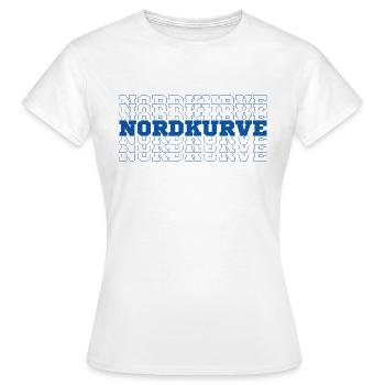 NORDKURVE - FANBLOCK - FUSSBALL - FUSSBALLFAN - Frauen T-Shirt - Weiß - Vorne - AI Model Female 172 dark (172cm)