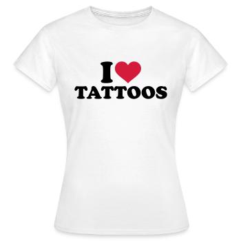 I love Tattoos - T-shirt Femme - blanc - Devant - AI Model Female 172 dark (172cm)