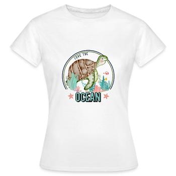 nous aimons la tortue de mer - Tortuga - T-shirt Femme - blanc - Devant - AI Model Female 172 dark (172cm)