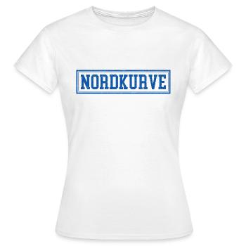 NORDKURVE - FANBLOCK - FUSSBALL - FUSSBALLFAN - Frauen T-Shirt - Weiß - Vorne - AI Model Female 172 dark (172cm)
