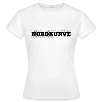 NORDKURVE - FANBLOCK - FUSSBALL - FUSSBALLFAN - Frauen T-Shirt - Weiß - Vorne - AI Model Female 172 dark (172cm)