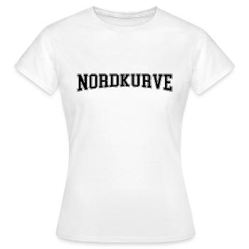 NORDKURVE - FUSSBALLFAN - STADION - FUSSBALLSPIEL - Frauen T-Shirt - Weiß - Vorne - AI Model Female 172 dark (172cm)