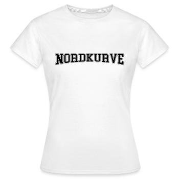 NORDKURVE - FUSSBALLFAN - STADION - FUSSBALLSPIEL - Frauen T-Shirt - Weiß - Vorne - AI Model Female 172 dark (172cm)