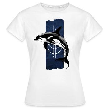 Ocean Monarch: Majestätischer Schwertwal - Frauen T-Shirt - Weiß - Vorne - AI Model Female 172 dark (172cm)
