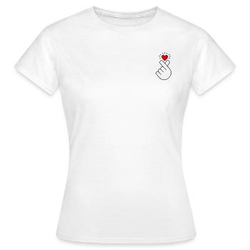 K-Pop Coeur, Corée, Coeur De Doigt, K-drama, Coréen - T-shirt Femme - blanc - Devant - AI Model Female 172 dark (172cm)