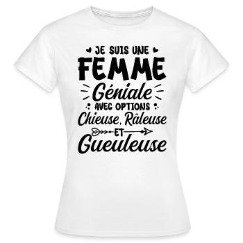 Chieuse gueuleuse grouch humorous femme géniale - Women's T-Shirt - white - Front - AI Model Female 172 dark (172cm)