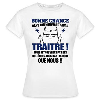 Departure Colleague Coworkers Gift Traitor Cat - Women's T-Shirt - white - Front - AI Model Female 172 dark (172cm)
