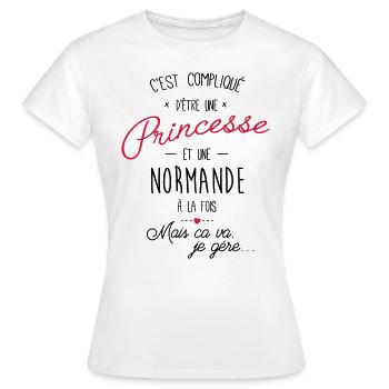 princesse et normande - T-shirt Femme - blanc - Devant - AI Model Female 172 dark (172cm)