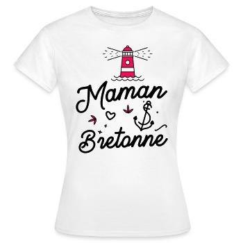 Maman bretonne - T-shirt Femme - blanc - Devant - AI Model Female 172 dark (172cm)