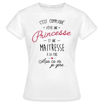 princesse et maitresse - T-shirt Femme - blanc - Devant - AI Model Female 172 dark (172cm)