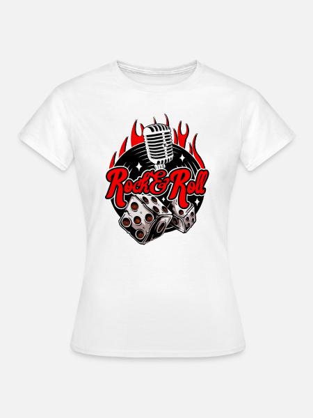 Rockabilly Music Retro Mikrofon 50s Sock Hop 60s - Frauen T-Shirt - Weiß