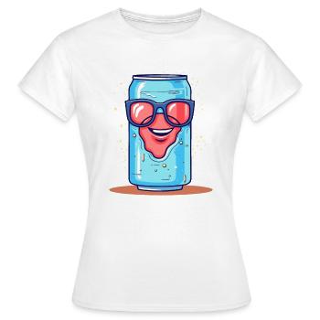 Glitzernd coole Getränkedose Dose mit Sonnenbrille - Frauen T-Shirt - Weiß - Vorne - AI Model Female 172 dark (172cm)