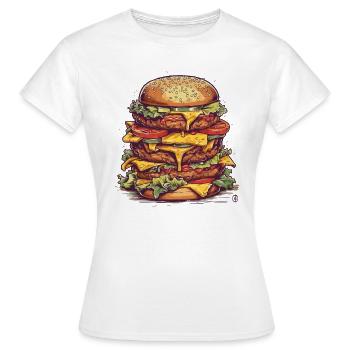 Ein riesiger Mega Cheeseburger - Frauen T-Shirt - Weiß - Vorne - AI Model Female 172 dark (172cm)