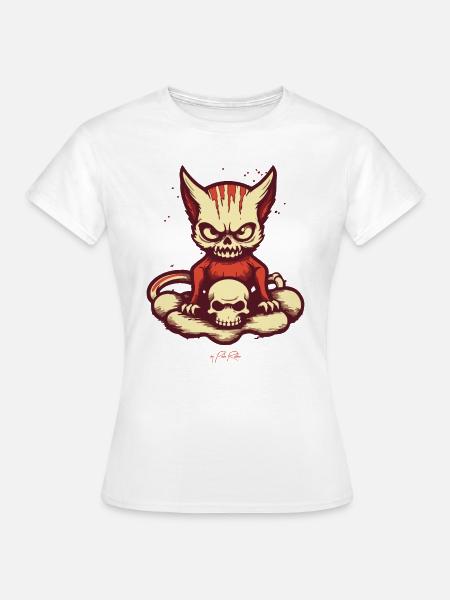 Gruselige Katze - Frauen T-Shirt - Weiß