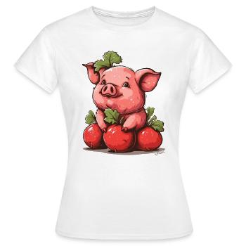 Mignon petit cochon de légumes radis - T-shirt Femme - blanc - Devant - AI Model Female 172 dark (172cm)