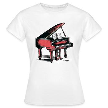 Le piano - T-shirt Femme - blanc - Devant - AI Model Female 172 dark (172cm)