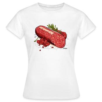 L’amour du salami - T-shirt Femme - blanc - Devant - AI Model Female 172 dark (172cm)