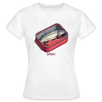 Eine Forelle in der Dose - Frauen T-Shirt - Weiß - Vorne - AI Model Female 172 dark (172cm)