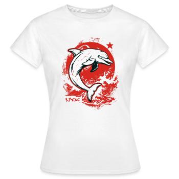 Parodie mit Stern Delphin Kamerad - Frauen T-Shirt - Weiß - Vorne - AI Model Female 172 dark (172cm)