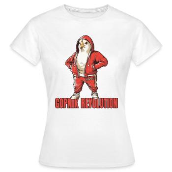 Parodie: Kommunistische Taube Gopnik Kameraden - Frauen T-Shirt - Weiß - Vorne - AI Model Female 172 dark (172cm)