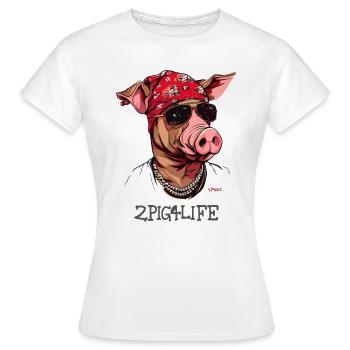 2Pig4Life Hip-Hop Rap Gangster MC Rappeur Cochon - T-shirt Femme - blanc - Devant - AI Model Female 172 dark (172cm)
