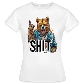 ours pointant du doigt : c’est drôle caca d’ours - T-shirt Femme - blanc - Devant - AI Model Female 172 dark (172cm)