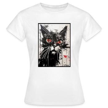 Carbon Paper Colored Pencil Drawing of a Cat - Women's T-Shirt - white - Front - AI Model Female 172 dark (172cm)