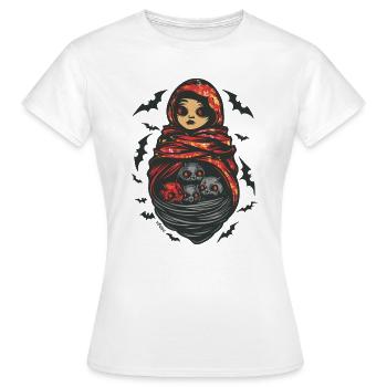 Babuschka und Fledermäuse: Horror Matrjoschka - Frauen T-Shirt - Weiß - Vorne - AI Model Female 172 dark (172cm)
