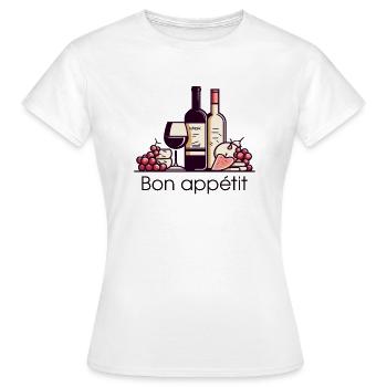 Wein, Trauben, Käse - Guten Appetit! - Frauen T-Shirt - Weiß - Vorne - AI Model Female 172 dark (172cm)
