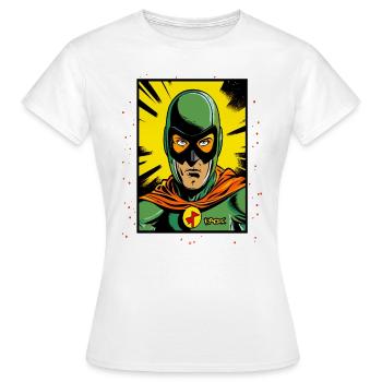 The Random, Fake, Chaotic Superhero - Women's T-Shirt - white - Front - AI Model Female 172 dark (172cm)